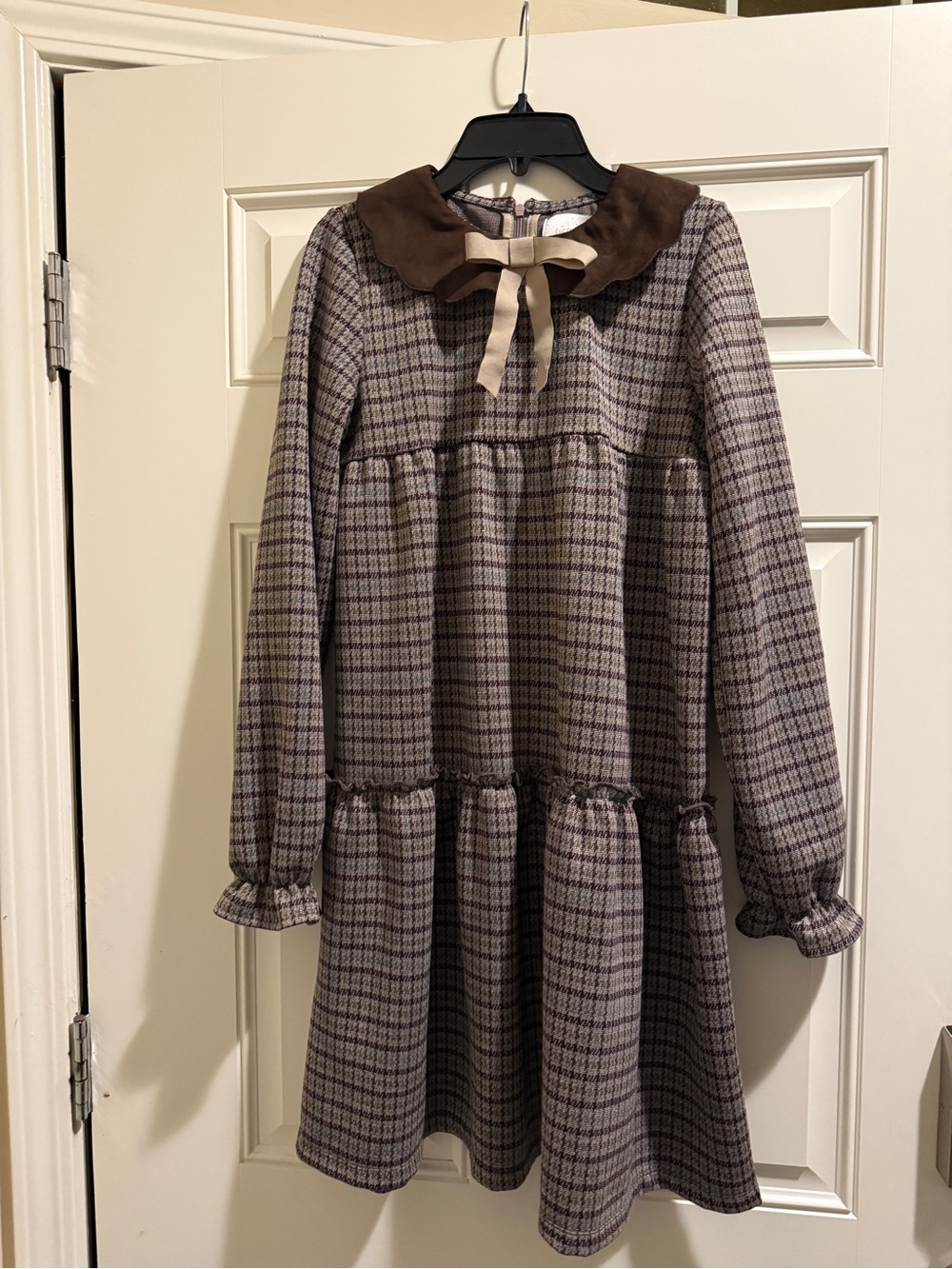 Sugar Moon Girls Plaid Tiered Peter Pan Collar Dress Size 12